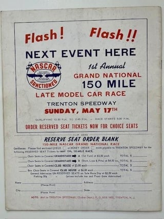 Trenton Speedway Pictorial Souvenir Program, 100-Mile National Championship Race (11/11)