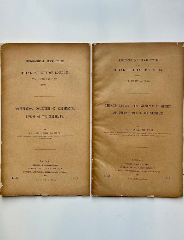Item #1099 Two Offprints from the Philosophical Transactions of the Royal Society of London Regarding the Cerebellum. J S. Risien Russell.