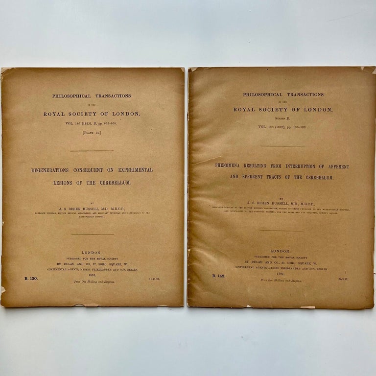 Item #1099 Two Offprints from the Philosophical Transactions of the Royal Society of London Regarding the Cerebellum. J S. Risien Russell.