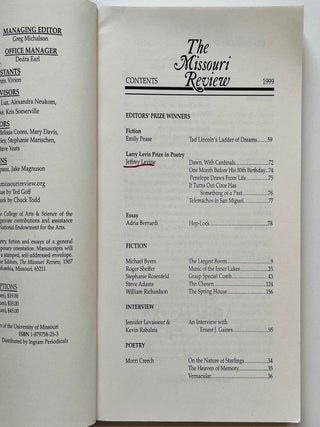 The Missouri Review Vol. 22, No. 1 (Spring 1999 (3/17)